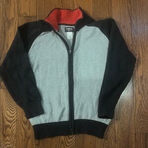 OshKosh B'gosh Kids Sweater in dark and light Gray with Red Collar